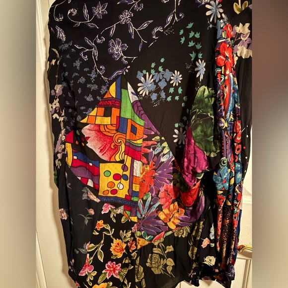 Vintage Sacred Threads Abstract Floral Print Button Down Shirt - Picture 2 of 3